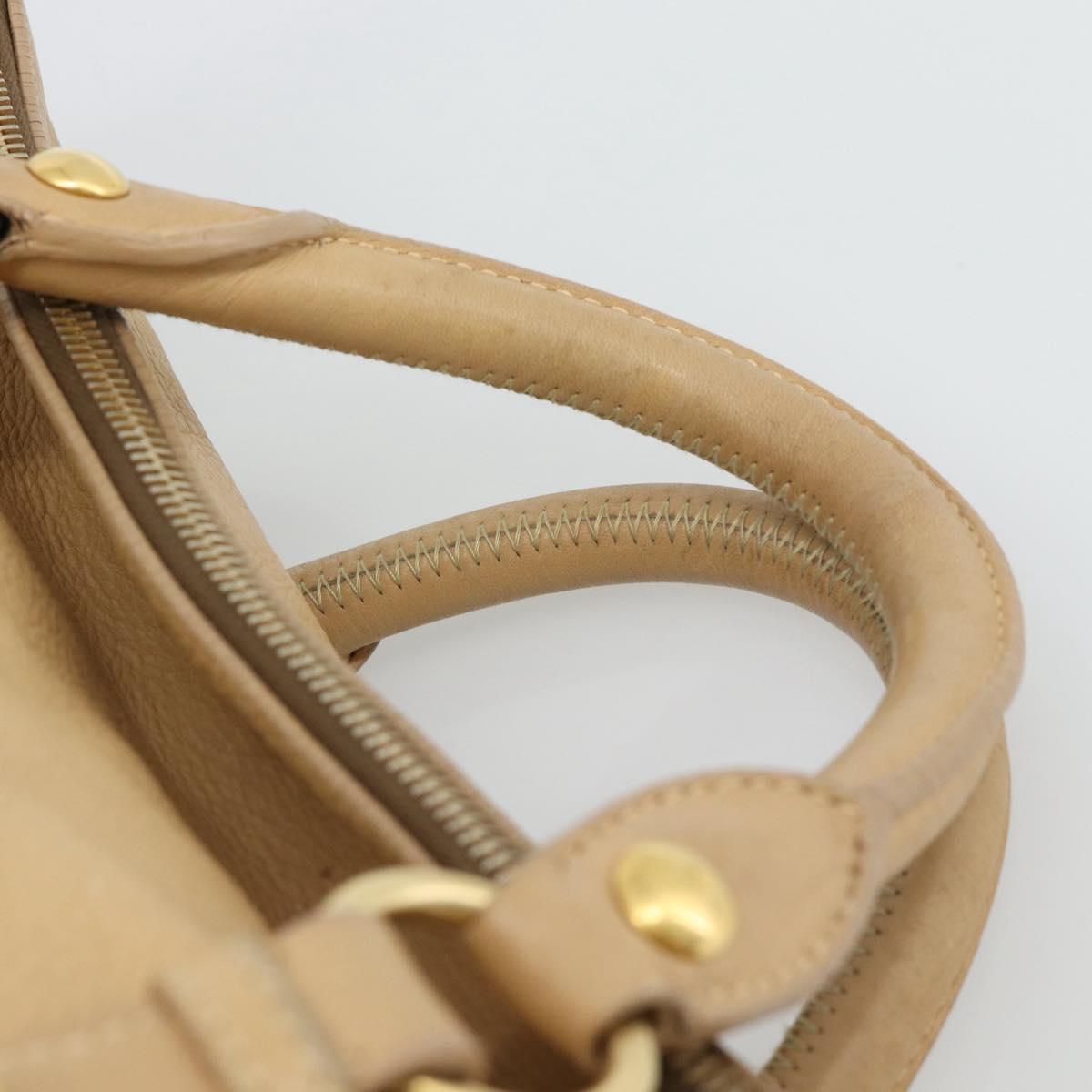 Miu Miu Hand Bag Leather 2way Beige Gold Auth 187573