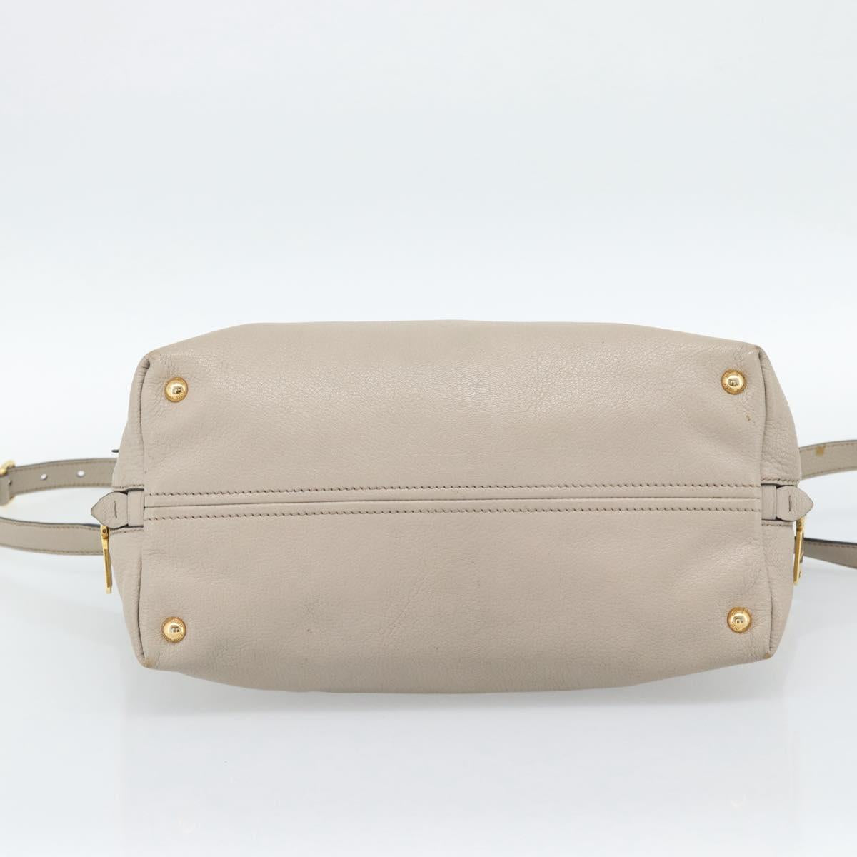 Miu Miu Hand Bag Leather 2way Gray Gold Auth 187574V