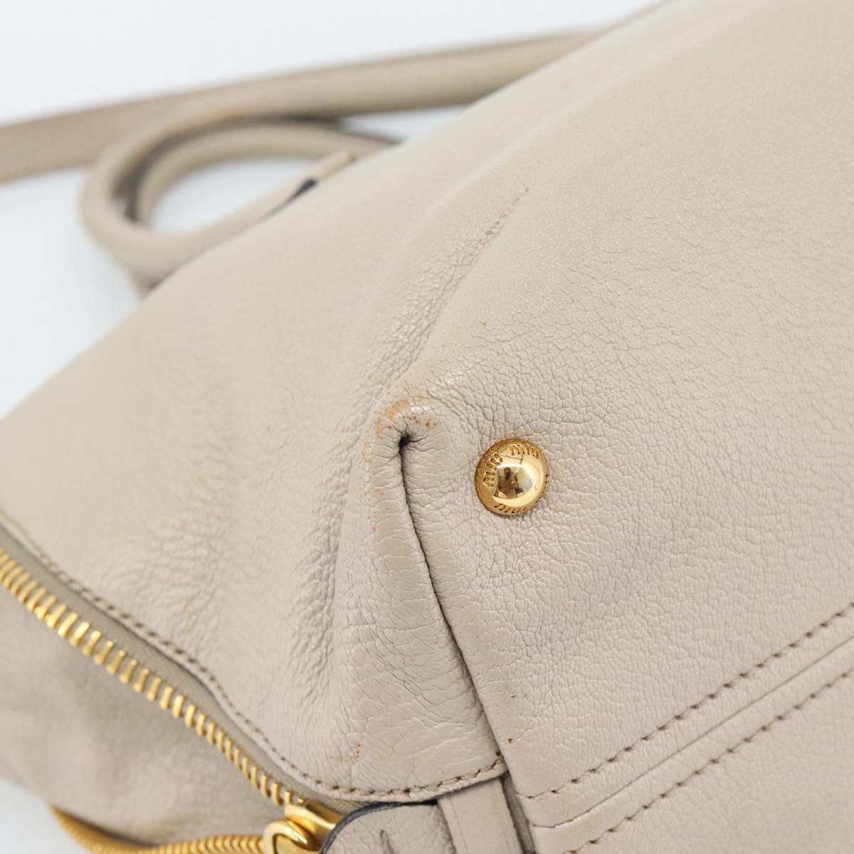 Miu Miu Hand Bag Leather 2way Gray Gold Auth 187574V