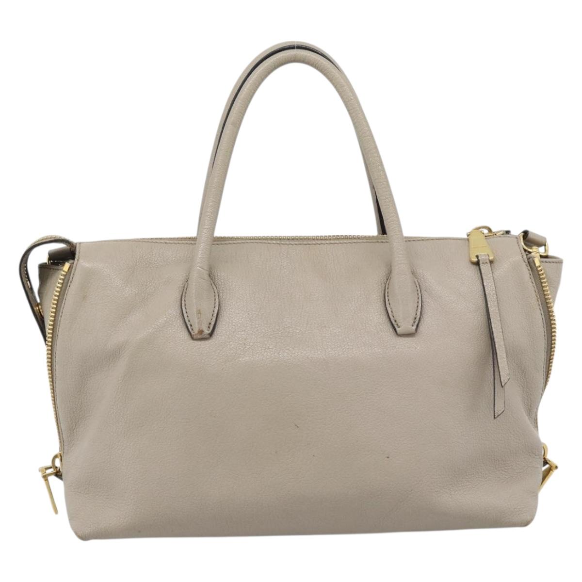 Miu Miu Hand Bag Leather 2way Gray Gold Auth 187574V