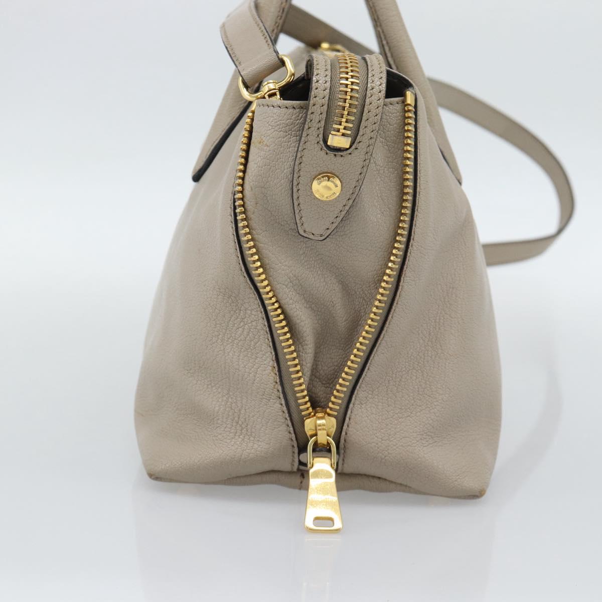 Miu Miu Hand Bag Leather 2way Gray Gold Auth 187574V