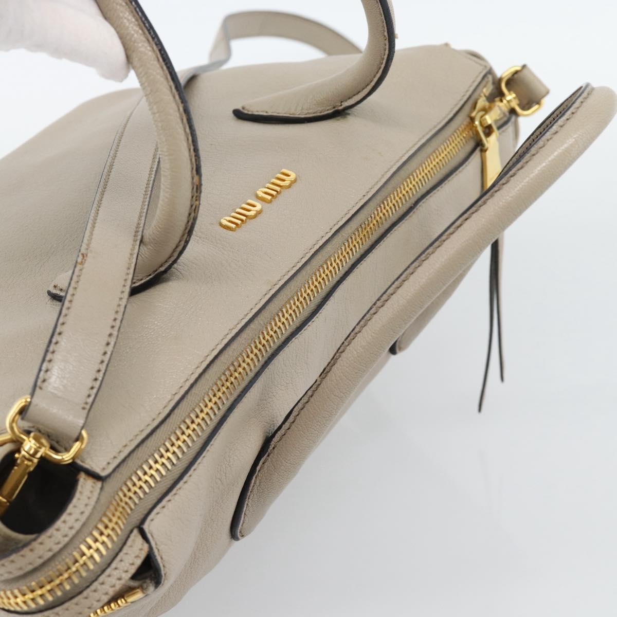 Miu Miu Hand Bag Leather 2way Gray Gold Auth 187574V