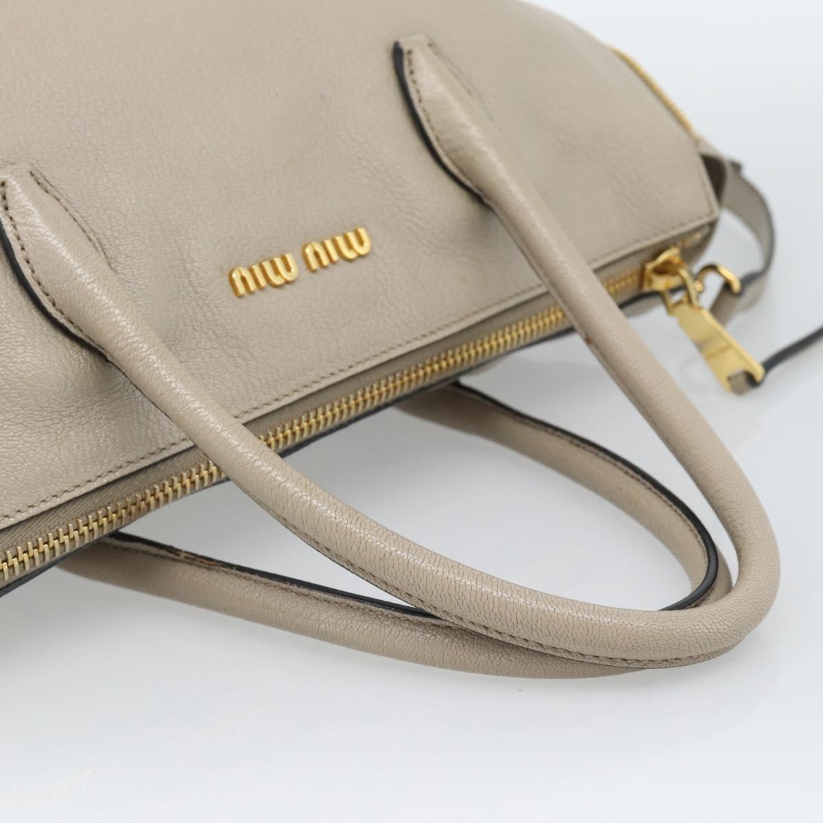 Miu Miu Hand Bag Leather 2way Gray Gold Auth 187574V