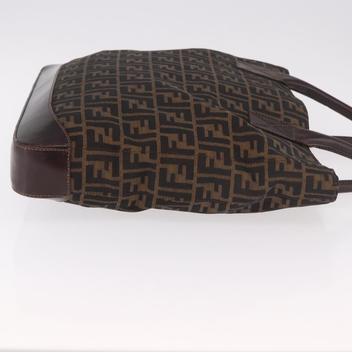 FENDI Zucca Canvas Tote Bag Black Brown Auth 187577A