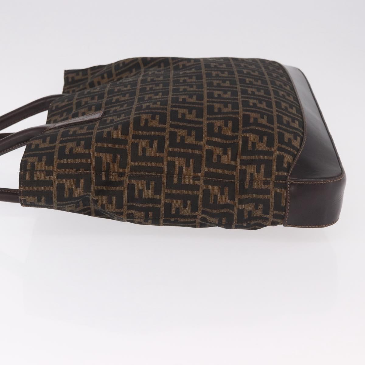 FENDI Zucca Canvas Tote Bag Black Brown Auth 187577A