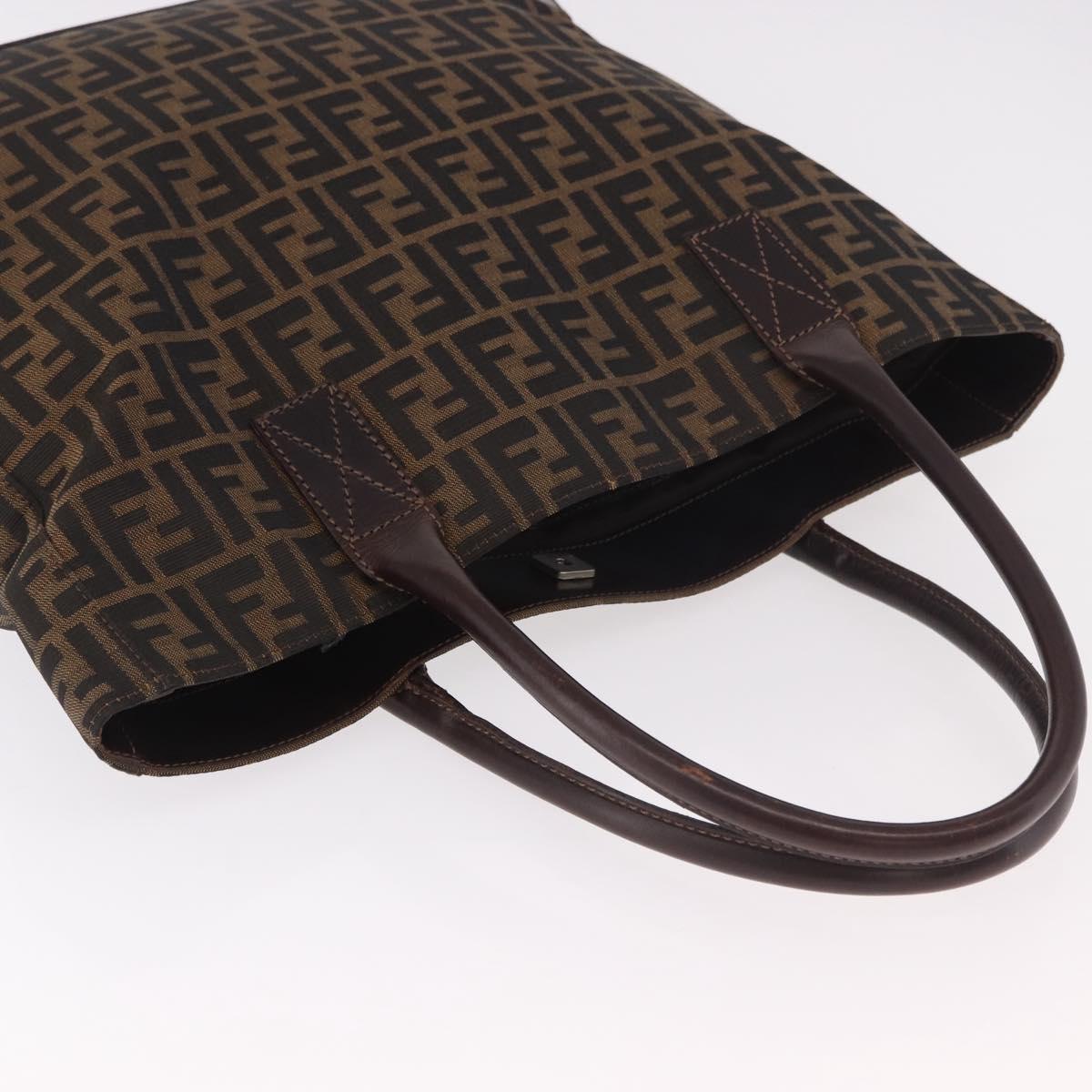 FENDI Zucca Canvas Tote Bag Black Brown Auth 187577A