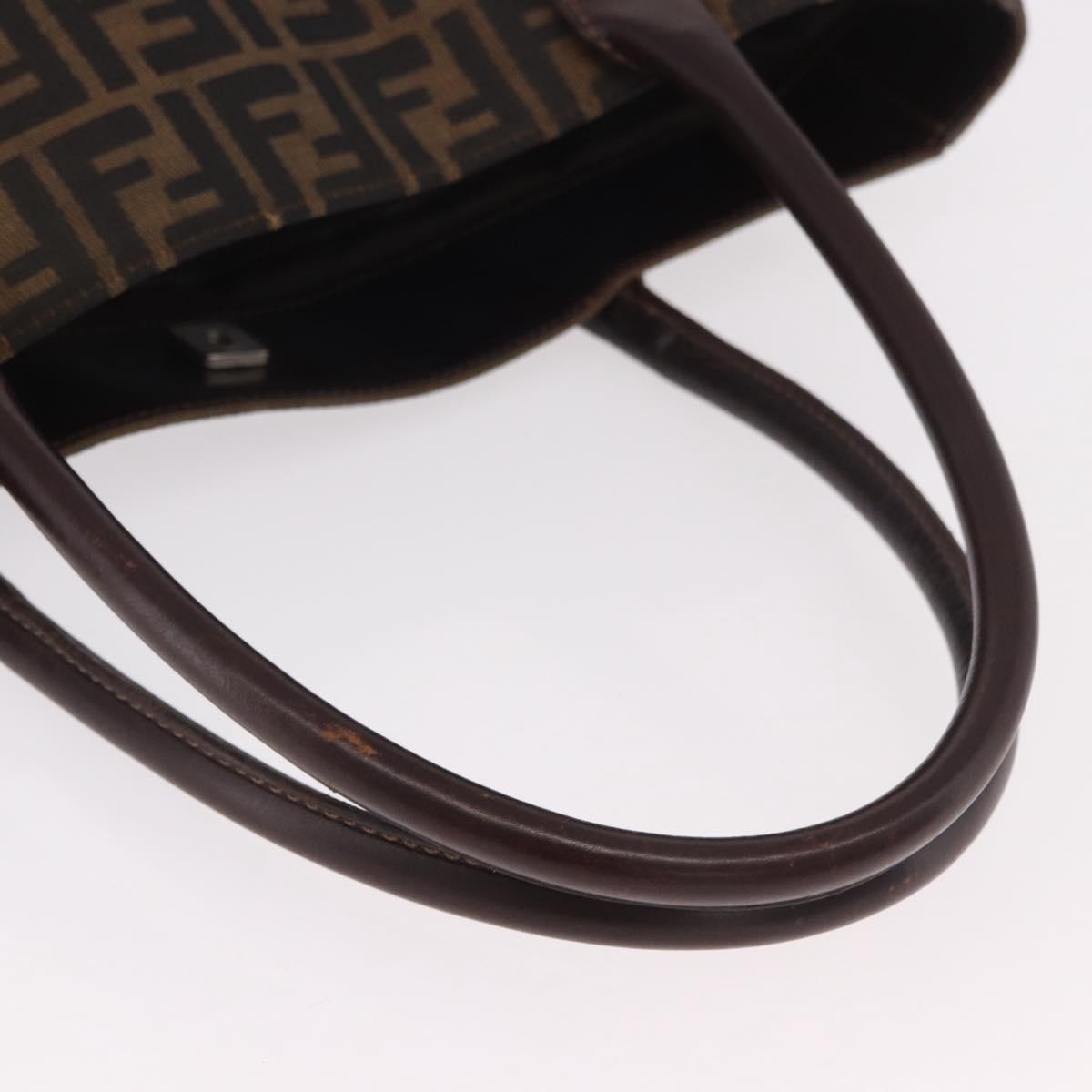 FENDI Zucca Canvas Tote Bag Black Brown Auth 187577A