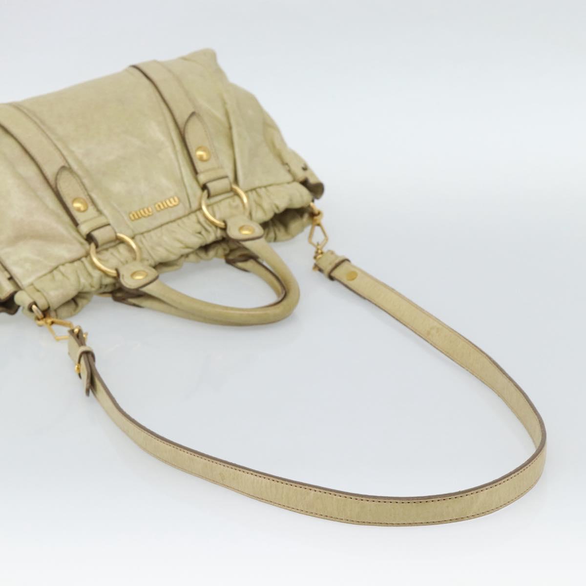 Miu Miu Matelasse Hand Bag Leather 2way Beige Gold Auth 187578V