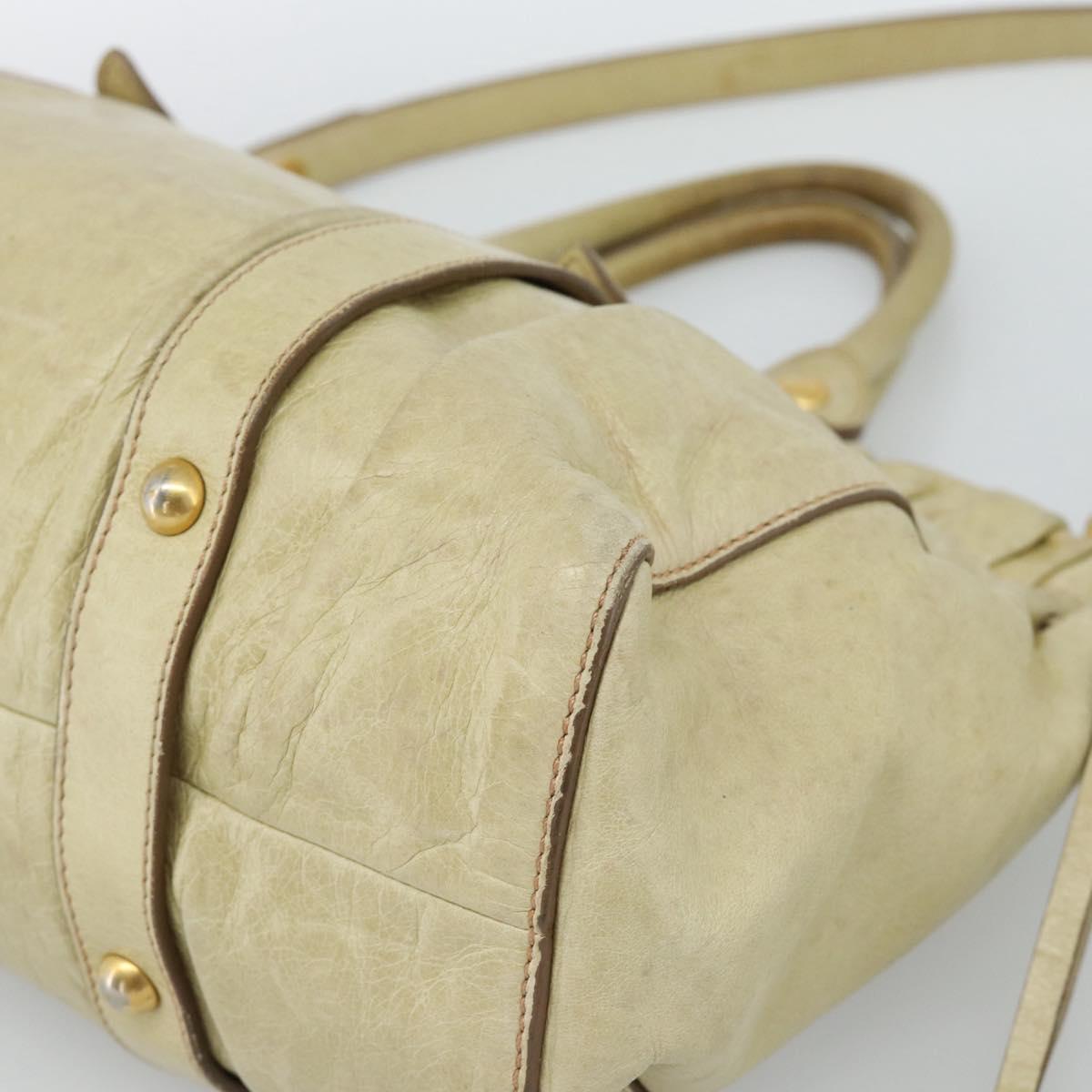 Miu Miu Matelasse Hand Bag Leather 2way Beige Gold Auth 187578V