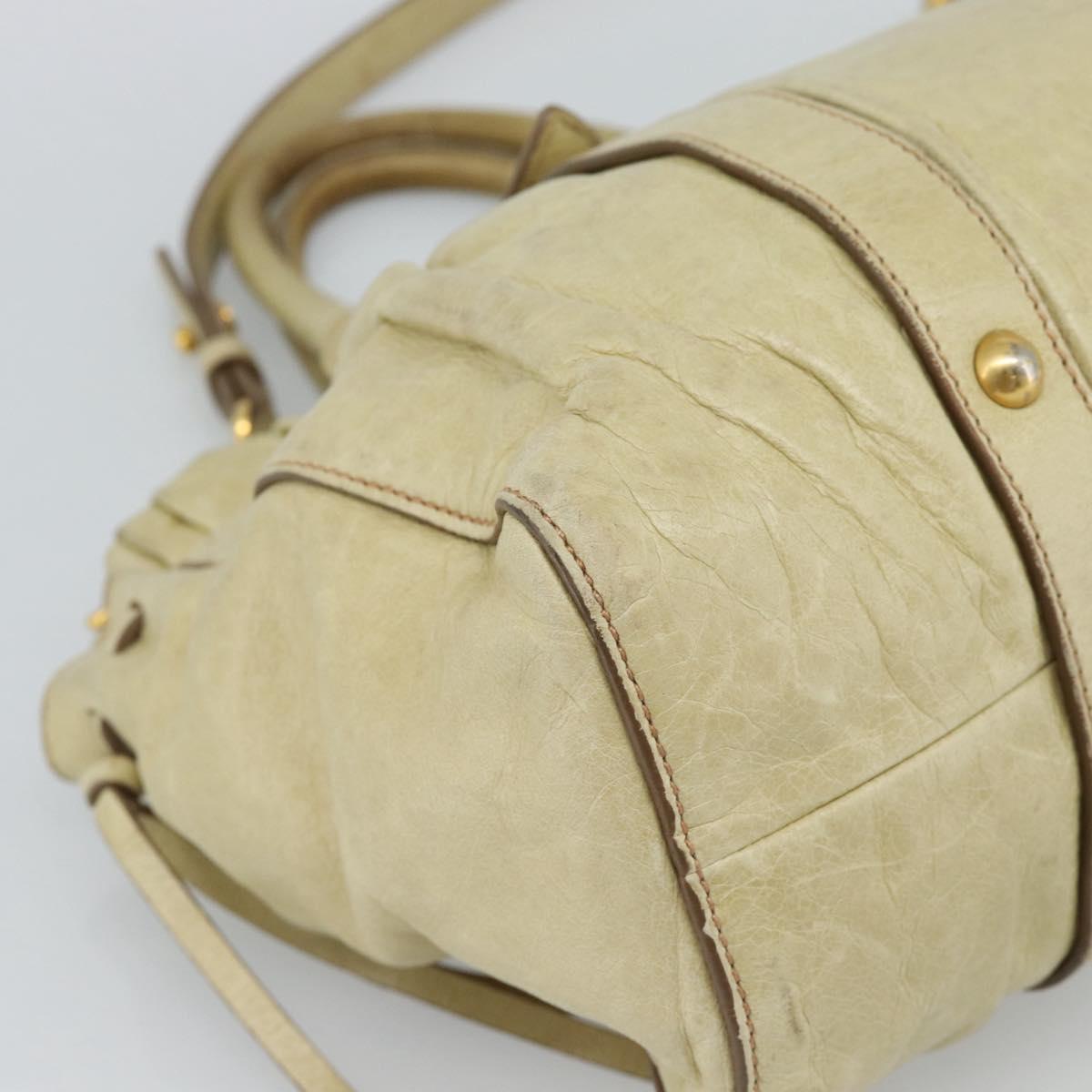 Miu Miu Matelasse Hand Bag Leather 2way Beige Gold Auth 187578V