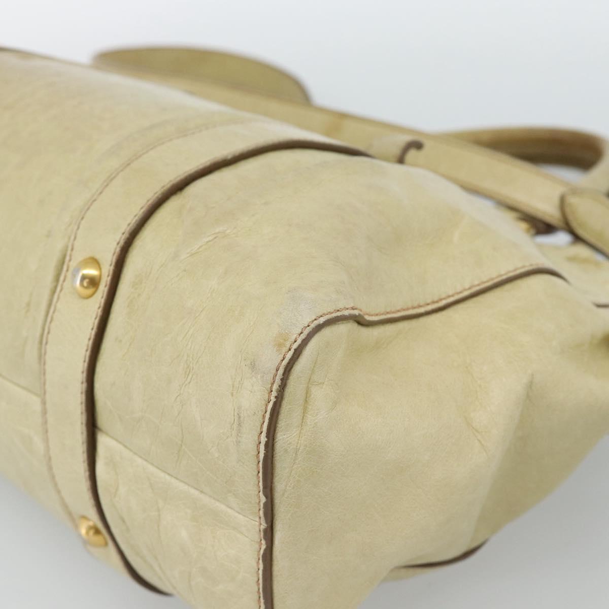 Miu Miu Matelasse Hand Bag Leather 2way Beige Gold Auth 187578V