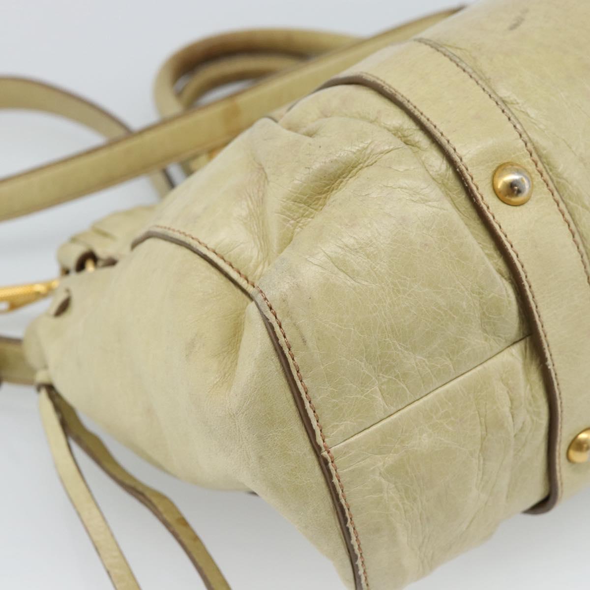 Miu Miu Matelasse Hand Bag Leather 2way Beige Gold Auth 187578V