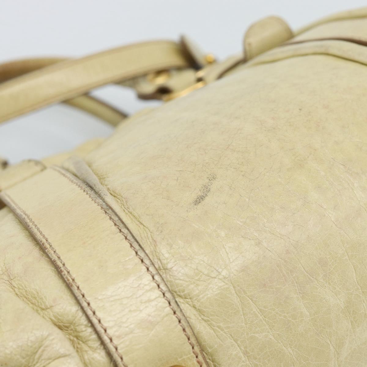 Miu Miu Matelasse Hand Bag Leather 2way Beige Gold Auth 187578V