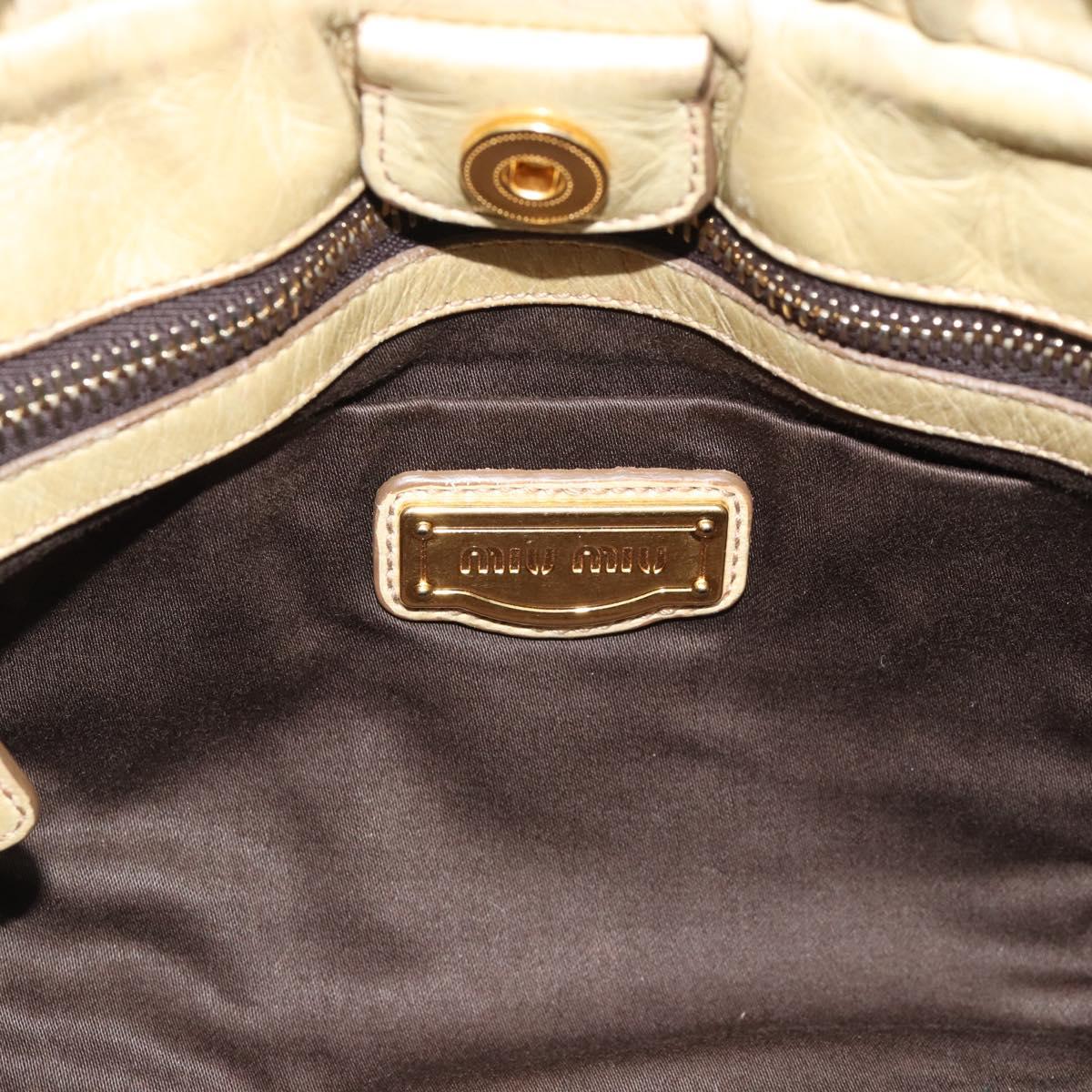 Miu Miu Matelasse Hand Bag Leather 2way Beige Gold Auth 187578V