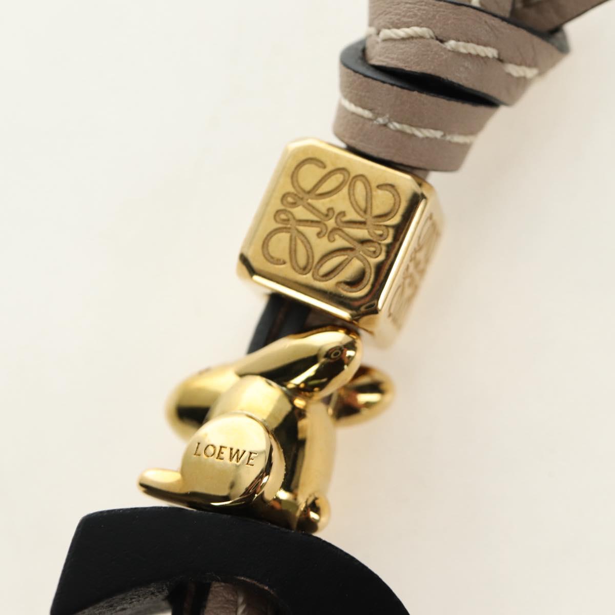LOEWE Bag Charm Leather Gray Gold Auth 187590M