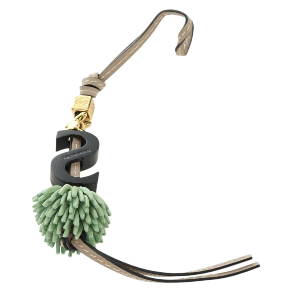 LOEWE Bag Charm Leather Gray Gold Auth 187590M