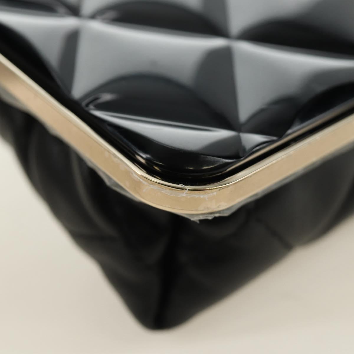 CHANEL Chain Matelasse Shoulder Bag Lamb Skin Black Gold CC Auth 187603SAM