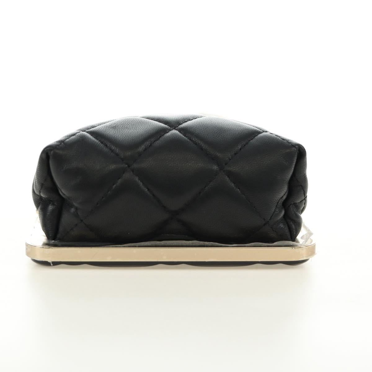 CHANEL Chain Matelasse Shoulder Bag Lamb Skin Black Gold CC Auth 187603SAM