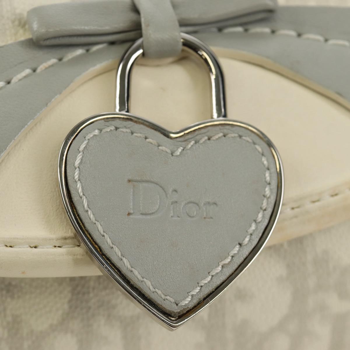 Christian Dior Trotter Canvas Romantic Bag PVC White Silver Auth 187610V