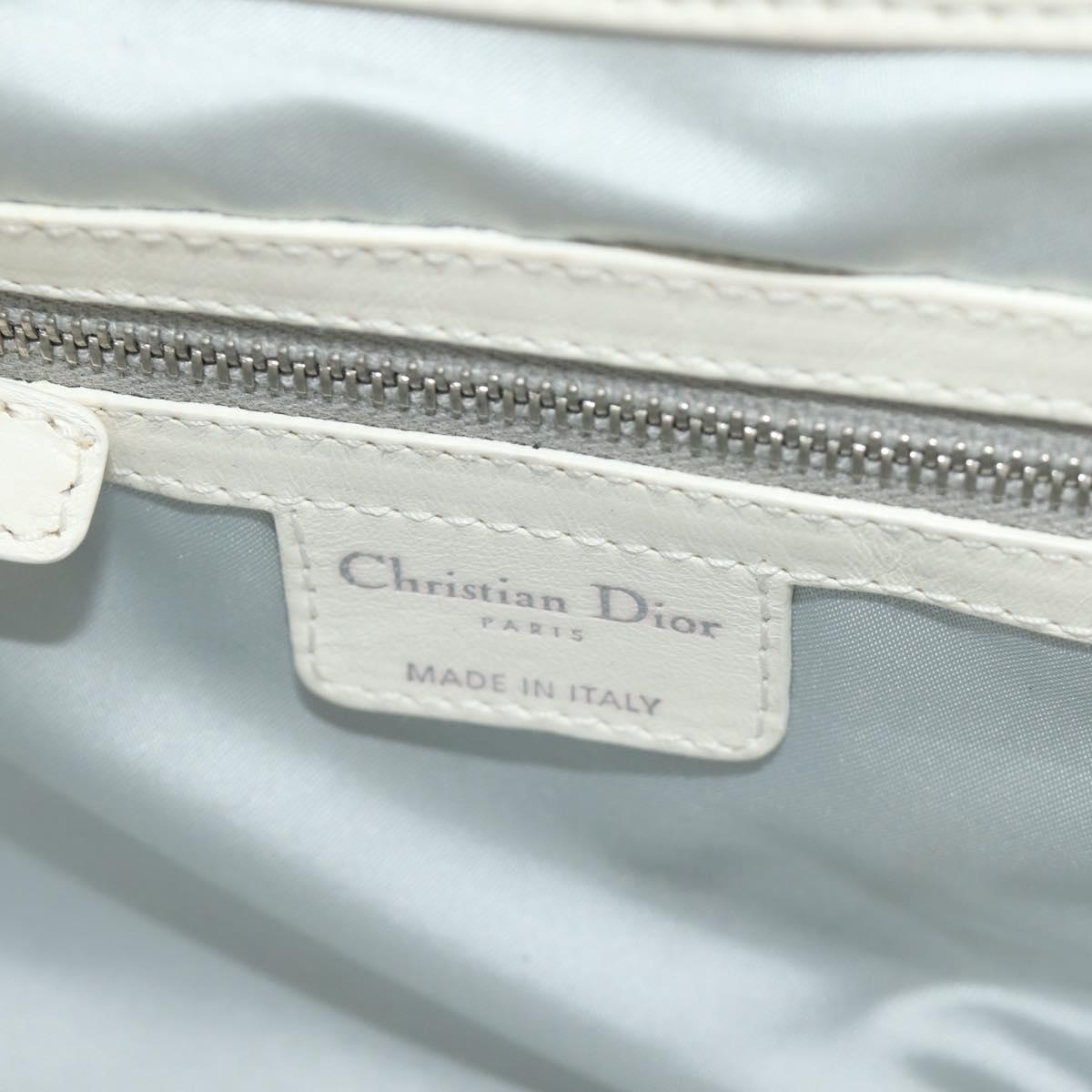 Christian Dior Trotter Canvas Romantic Bag PVC White Silver Auth 187610V