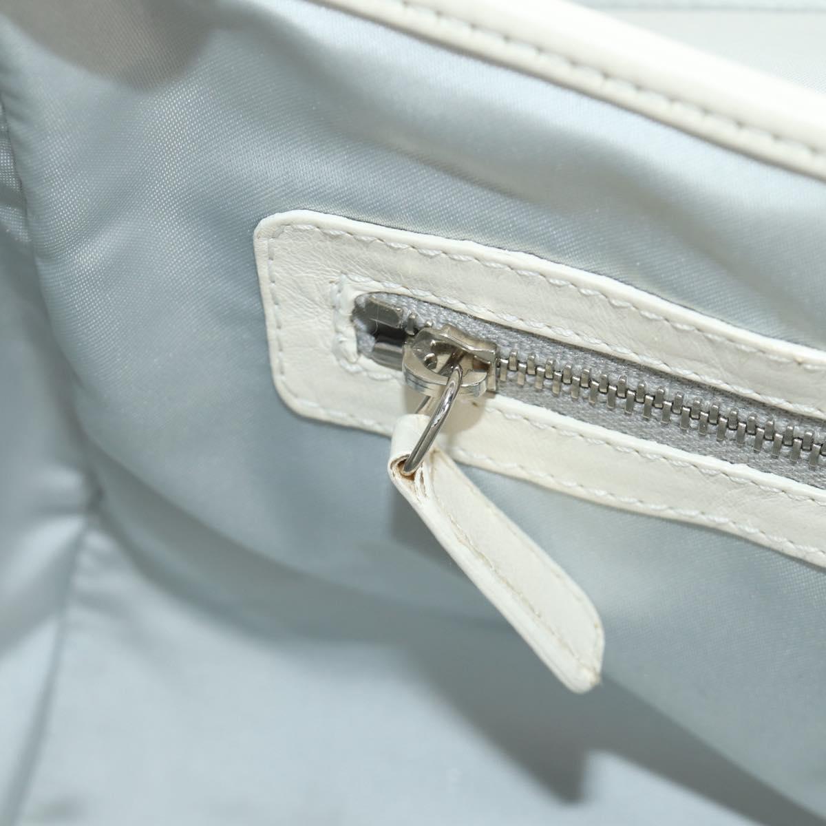 Christian Dior Trotter Canvas Romantic Bag PVC White Silver Auth 187610V