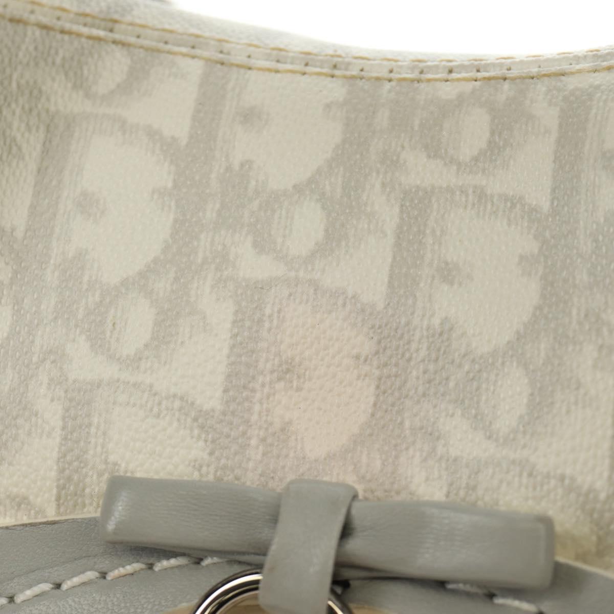 Christian Dior Trotter Canvas Romantic Bag PVC White Silver Auth 187610V