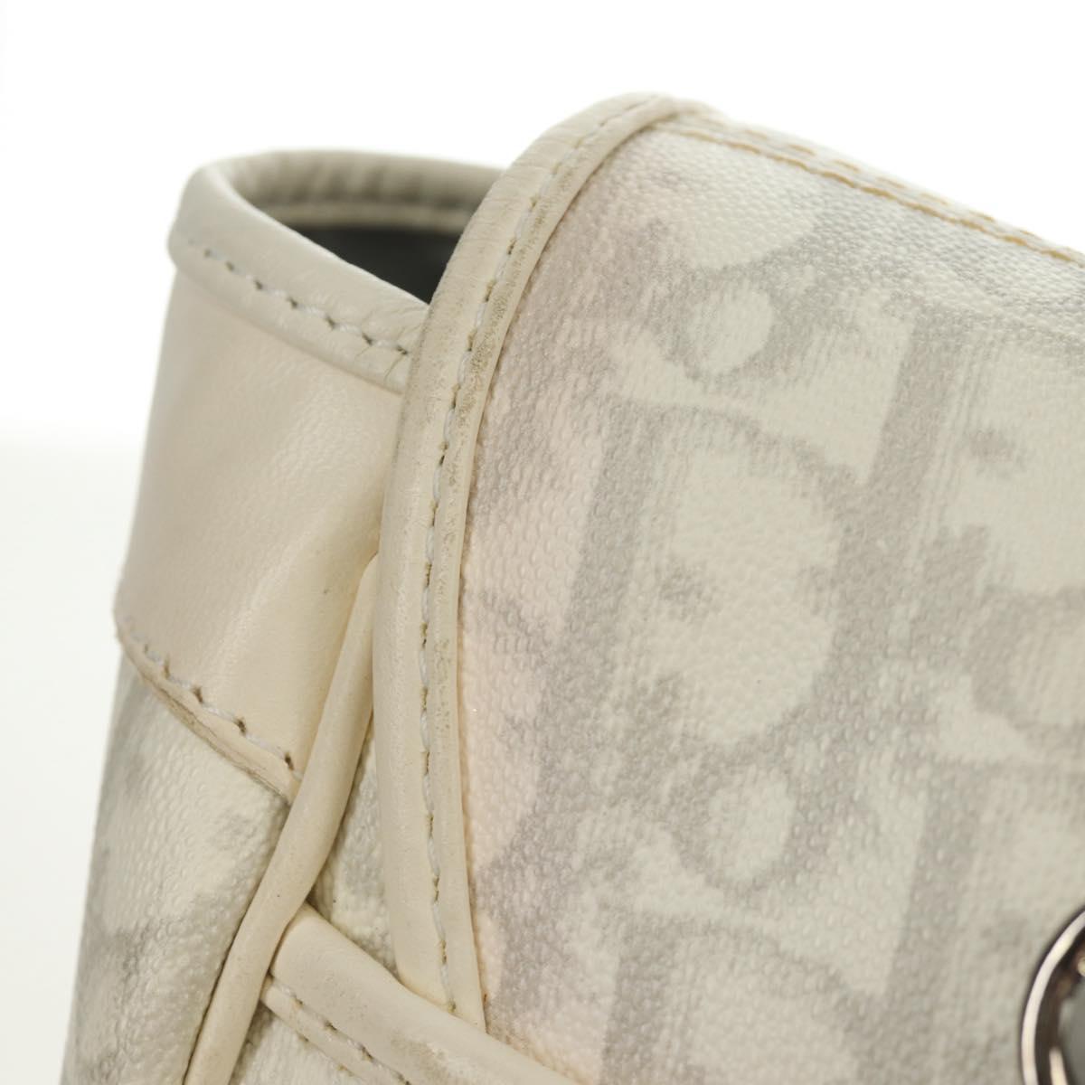 Christian Dior Trotter Canvas Romantic Bag PVC White Silver Auth 187610V