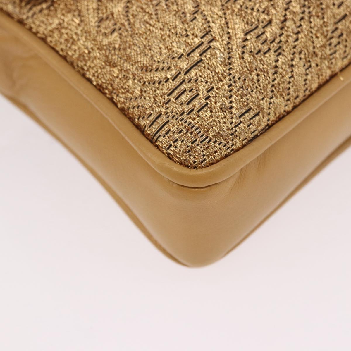 CHANEL Waist bag Satin Gold CC Auth 187614SAM