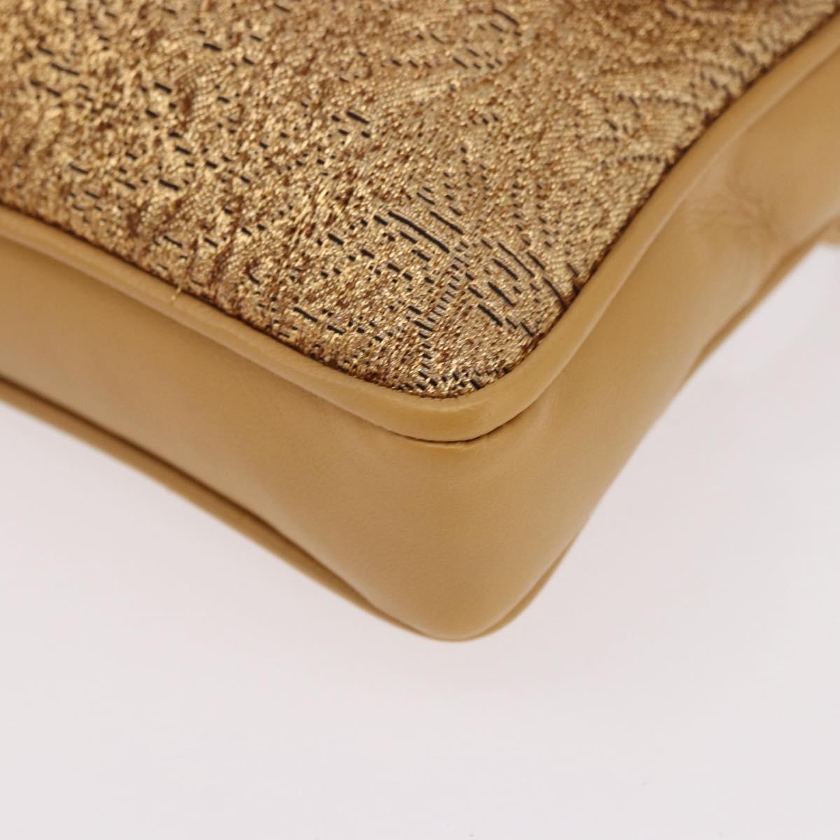 CHANEL Waist bag Satin Gold CC Auth 187614SAM