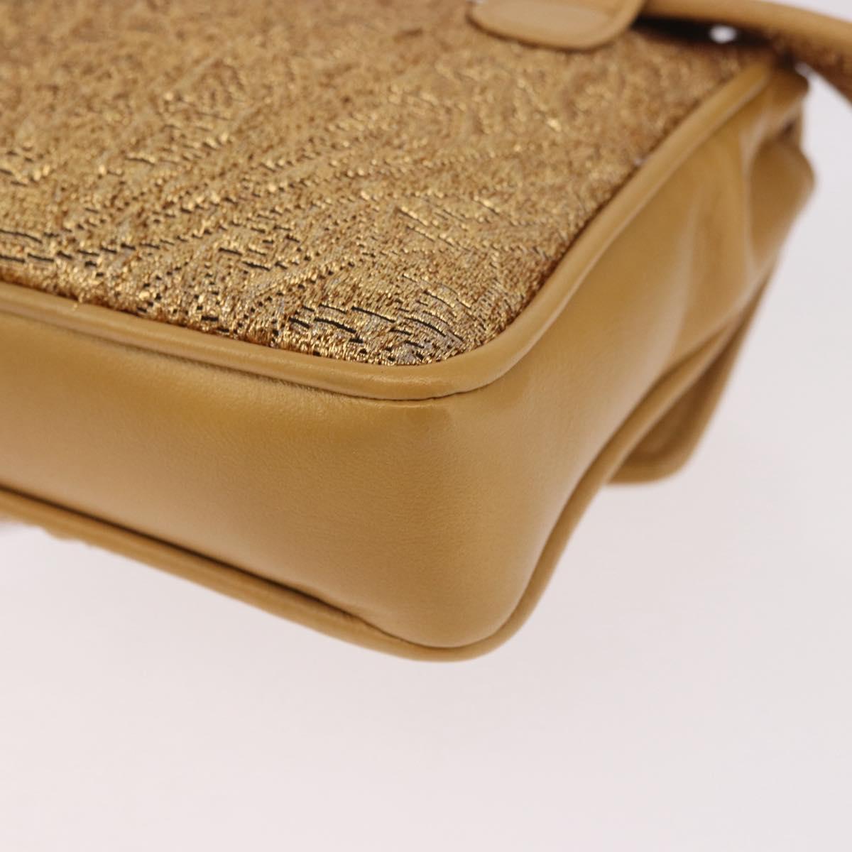 CHANEL Waist bag Satin Gold CC Auth 187614SAM