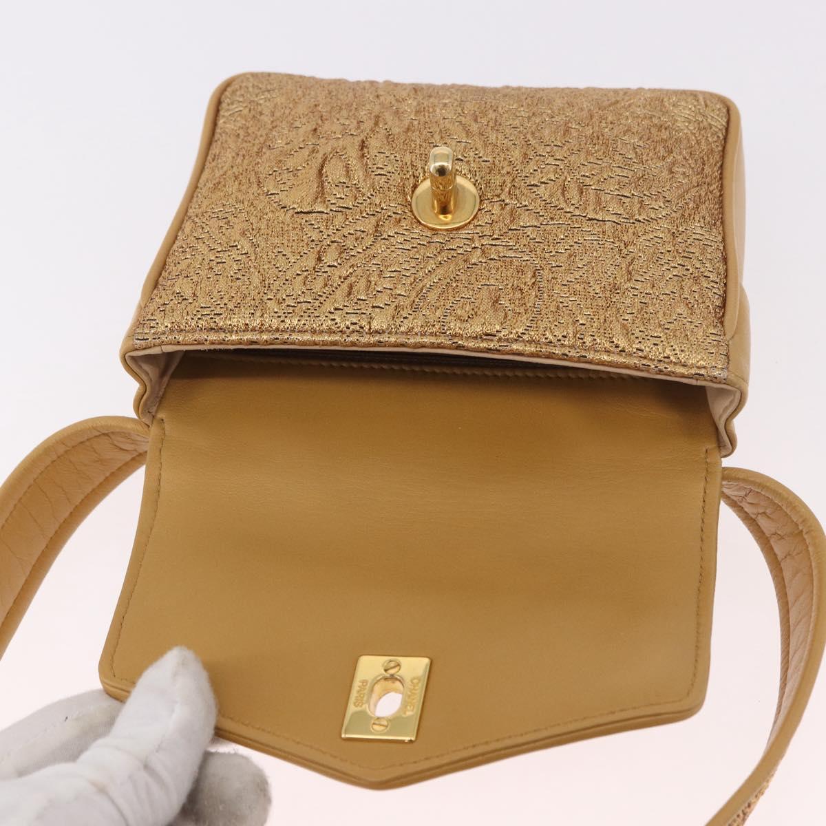 CHANEL Waist bag Satin Gold CC Auth 187614SAM