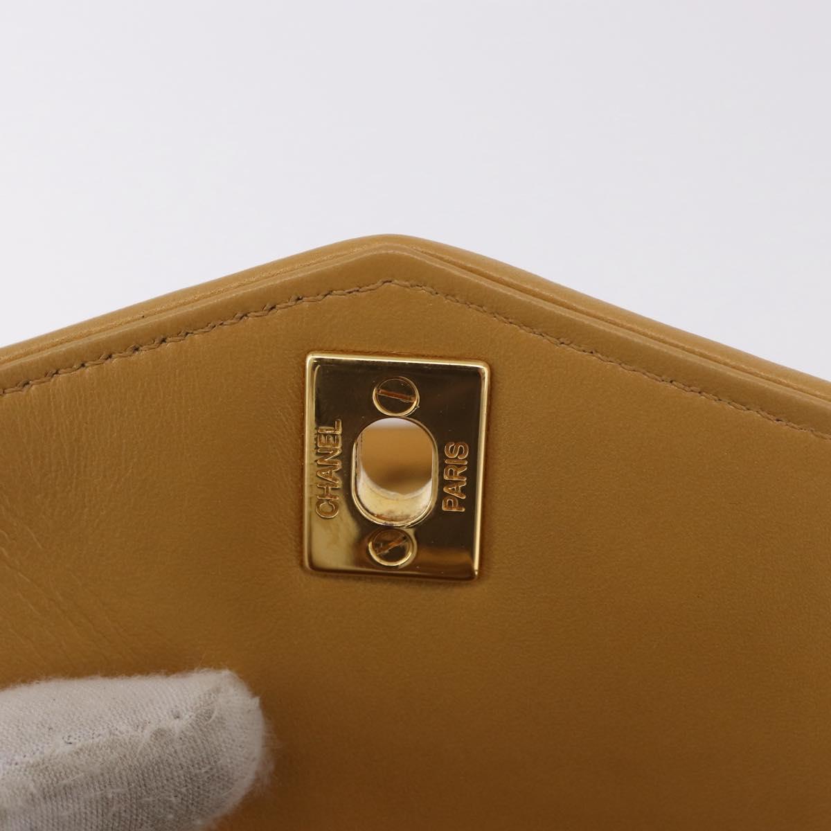 CHANEL Waist bag Satin Gold CC Auth 187614SAM