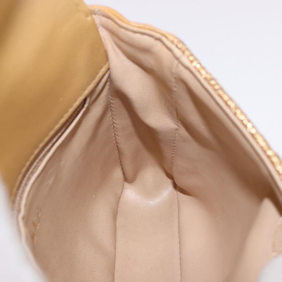 CHANEL Waist bag Satin Gold CC Auth 187614SAM