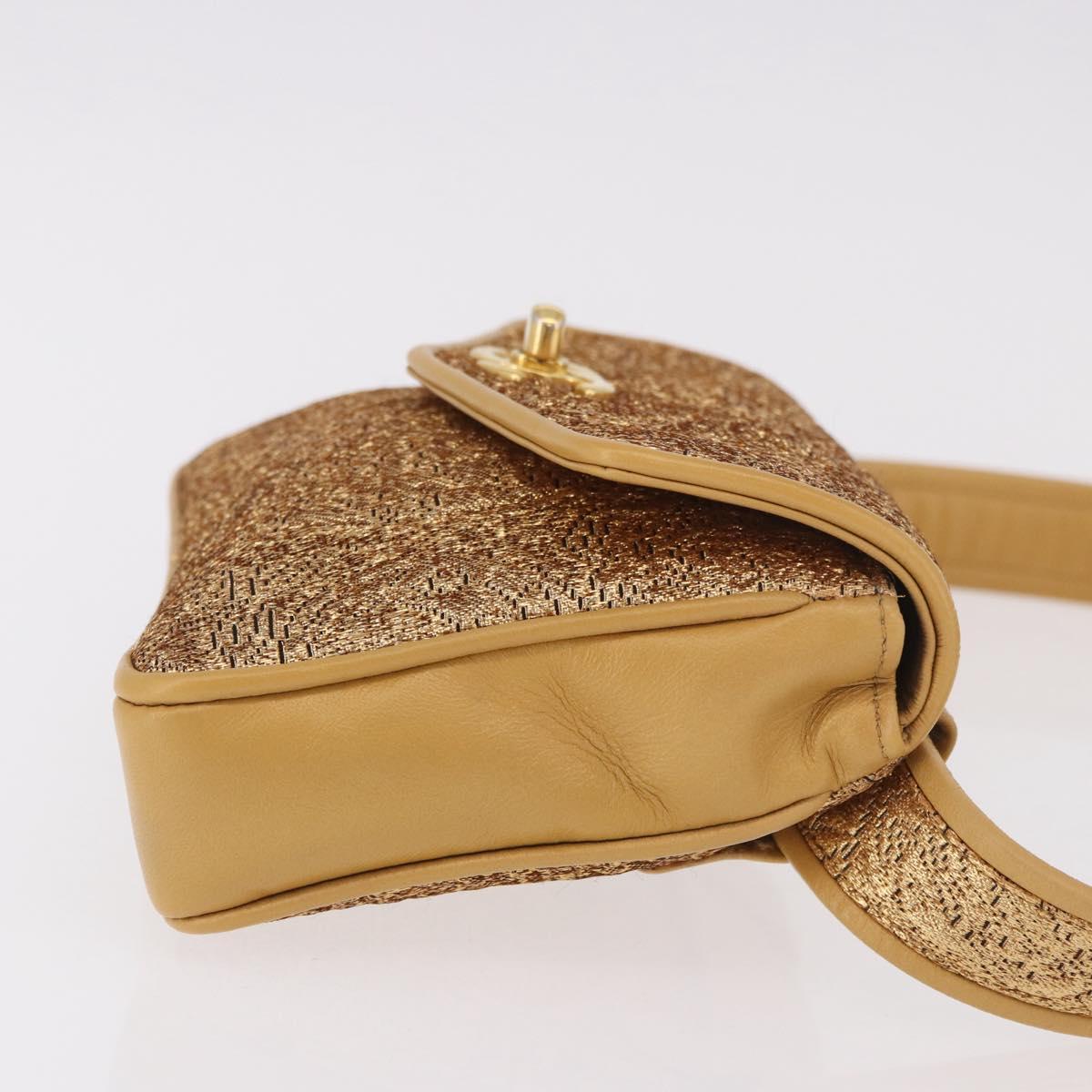 CHANEL Waist bag Satin Gold CC Auth 187614SAM