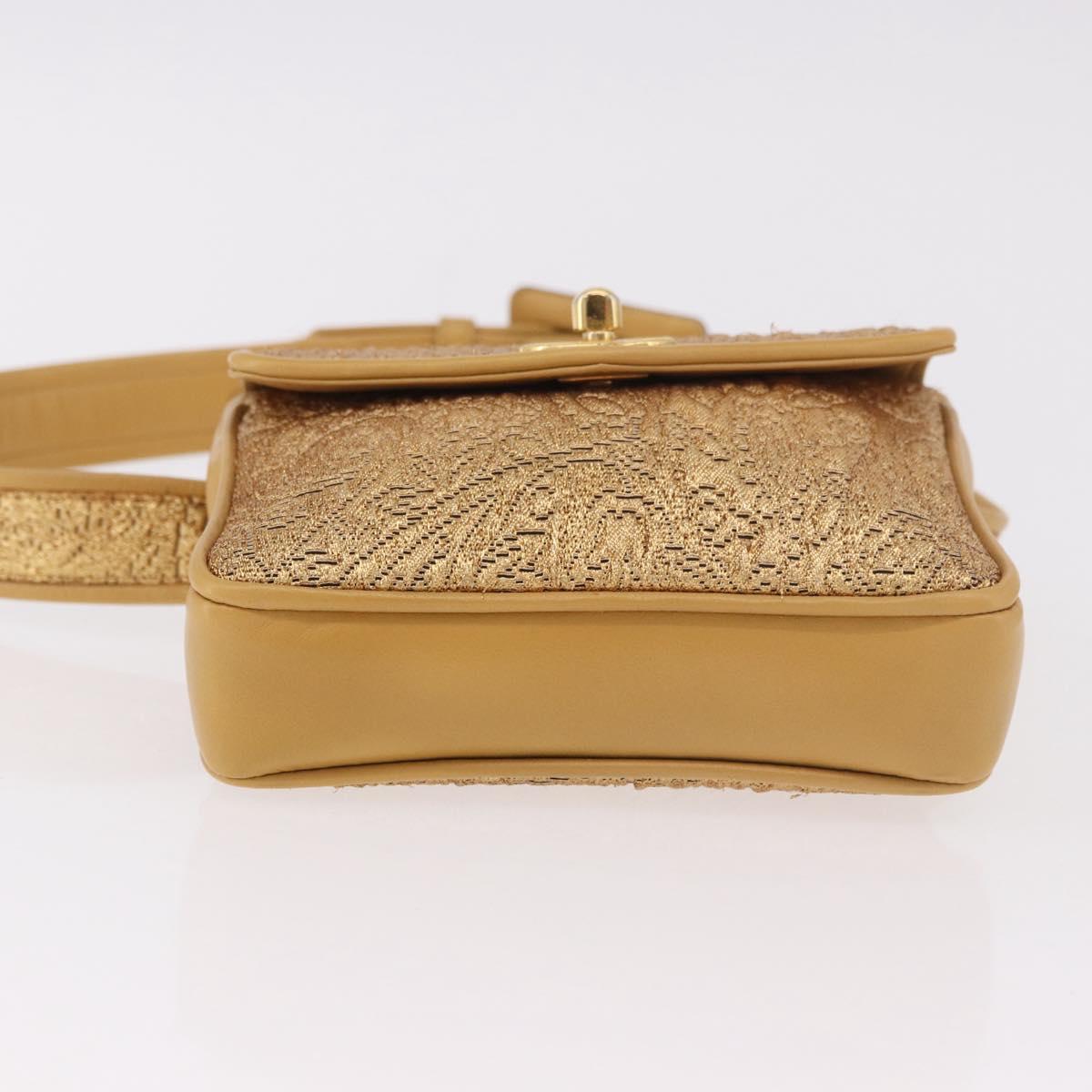 CHANEL Waist bag Satin Gold CC Auth 187614SAM