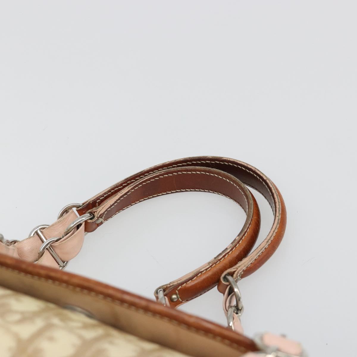 Christian Dior Trotter Canvas Romantic Bag PVC Beige Silver Auth 187615A