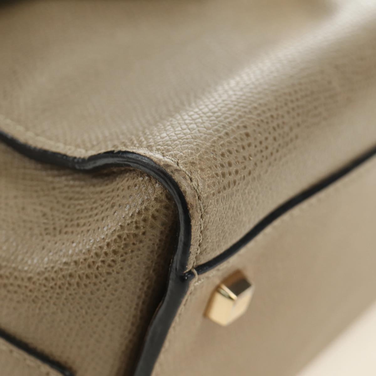 Valextra Isidide Hand Bag Leather 2way Beige Gold Auth 187616SM