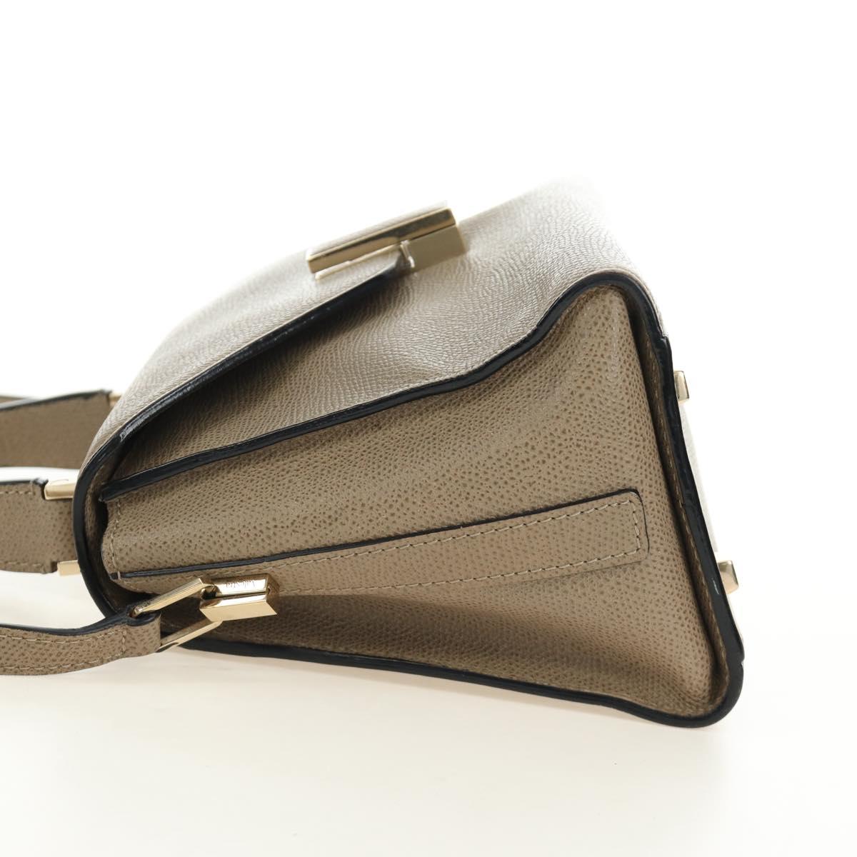 Valextra Isidide Hand Bag Leather 2way Beige Gold Auth 187616SM