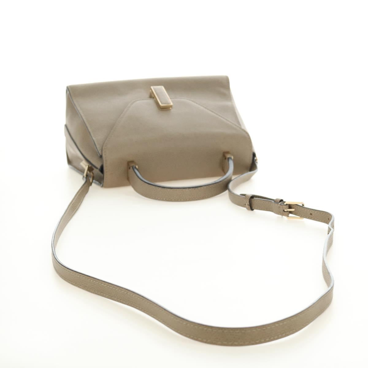 Valextra Isidide Hand Bag Leather 2way Beige Gold Auth 187616SM