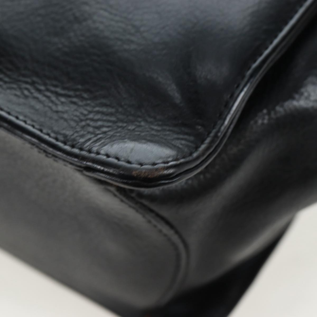 Chrome Hearts CH Cross Hand Bag Leather Black Silver Auth 187617SM