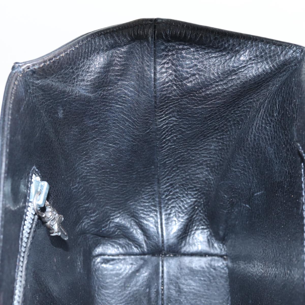 Chrome Hearts CH Cross Hand Bag Leather Black Silver Auth 187617SM