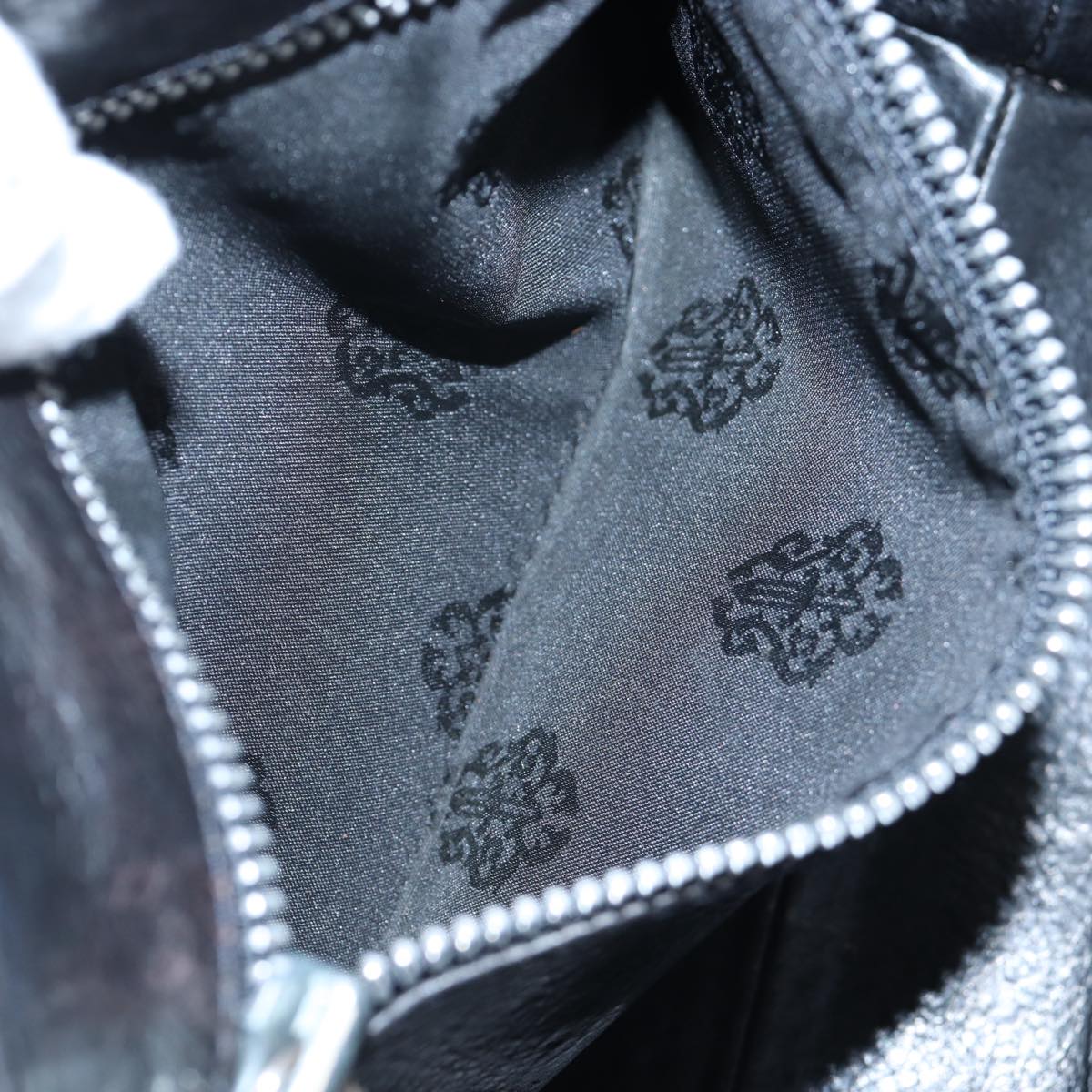 Chrome Hearts CH Cross Hand Bag Leather Black Silver Auth 187617SM