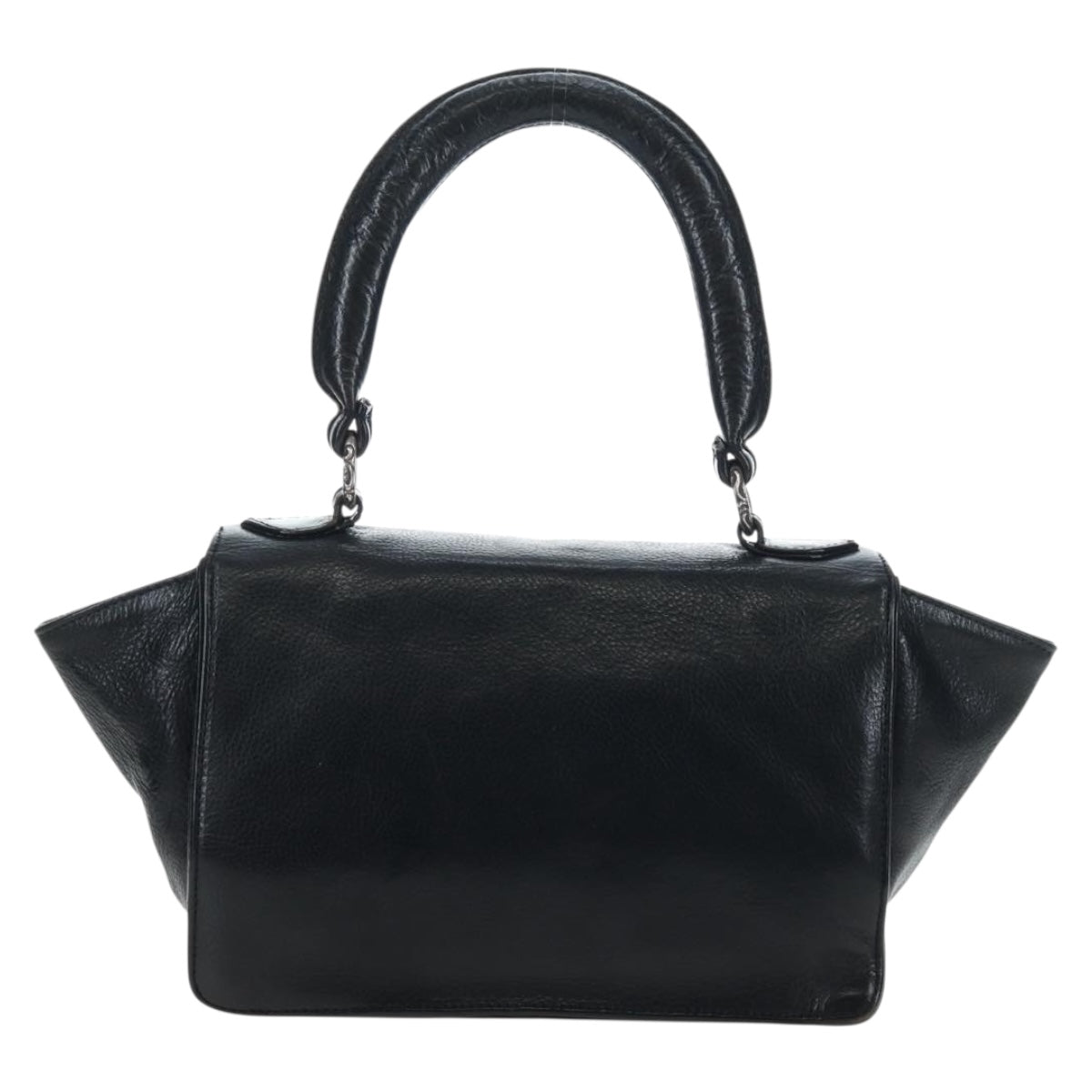 Chrome Hearts CH Cross Hand Bag Leather Black Silver Auth 187617SM