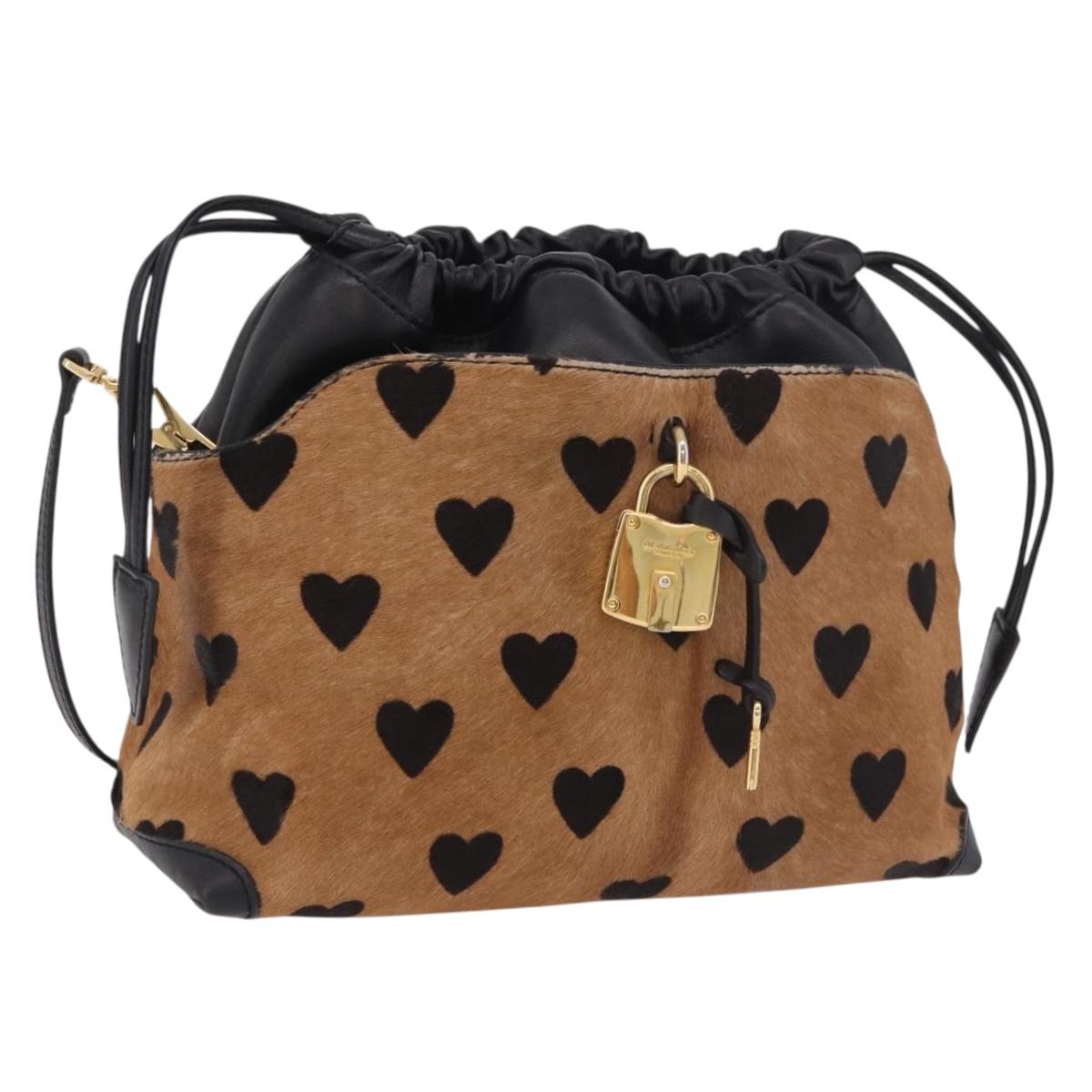 BURBERRY Shoulder Bag Harako leather Brown Gold Auth 187618A