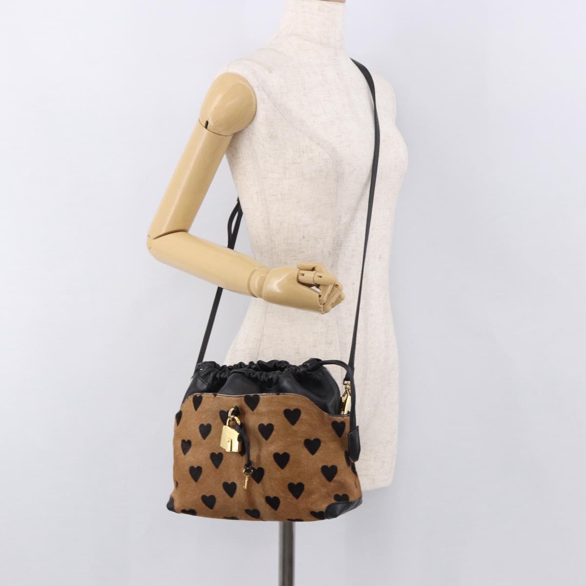 BURBERRY Shoulder Bag Harako leather Brown Gold Auth 187618A