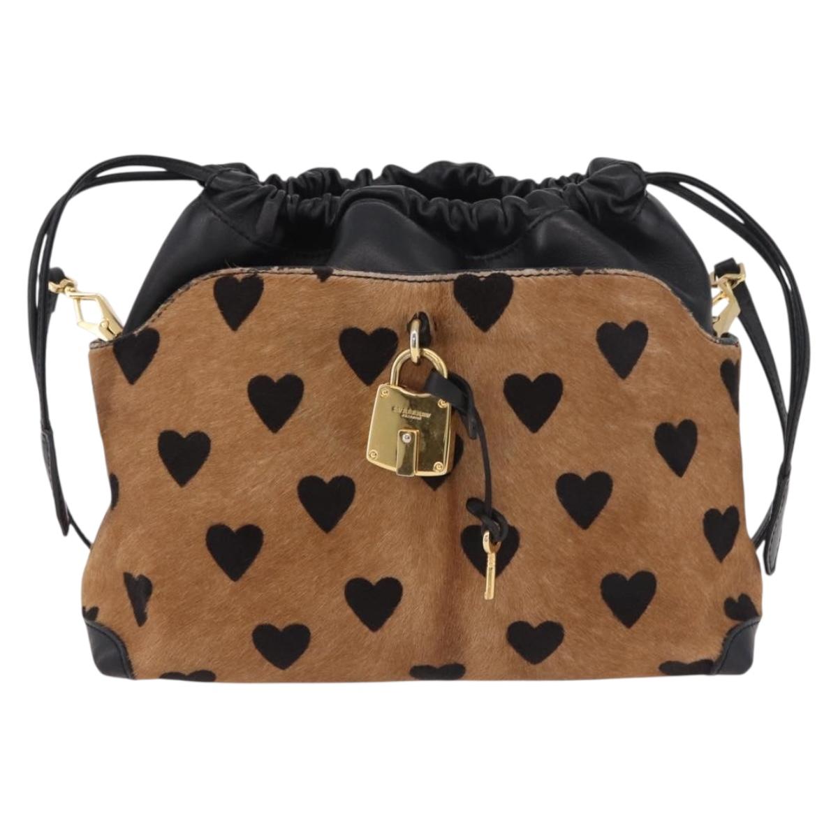 BURBERRY Shoulder Bag Harako leather Brown Gold Auth 187618A