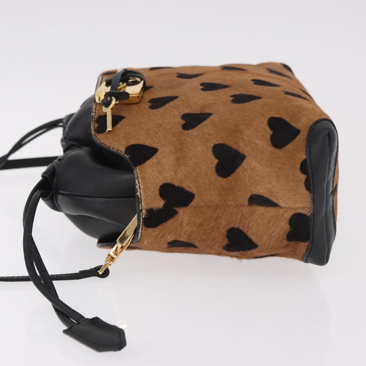 BURBERRY Shoulder Bag Harako leather Brown Gold Auth 187618A