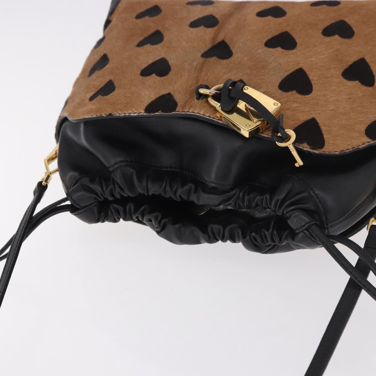 BURBERRY Shoulder Bag Harako leather Brown Gold Auth 187618A