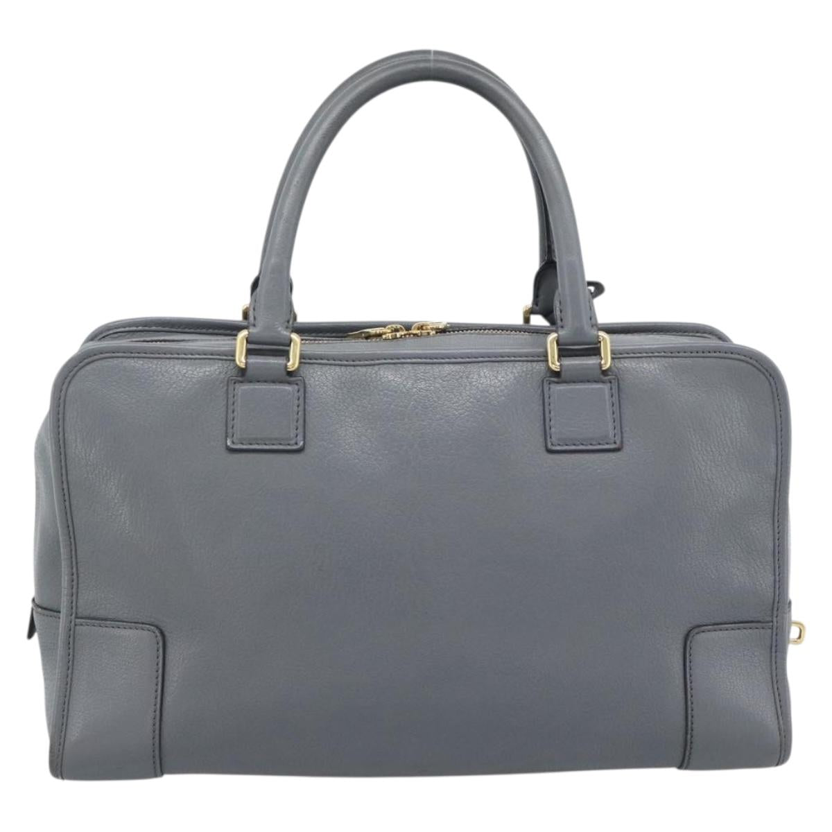 LOEWE Amazona 36 Hand Bag Leather Gray Gold Auth 187619V