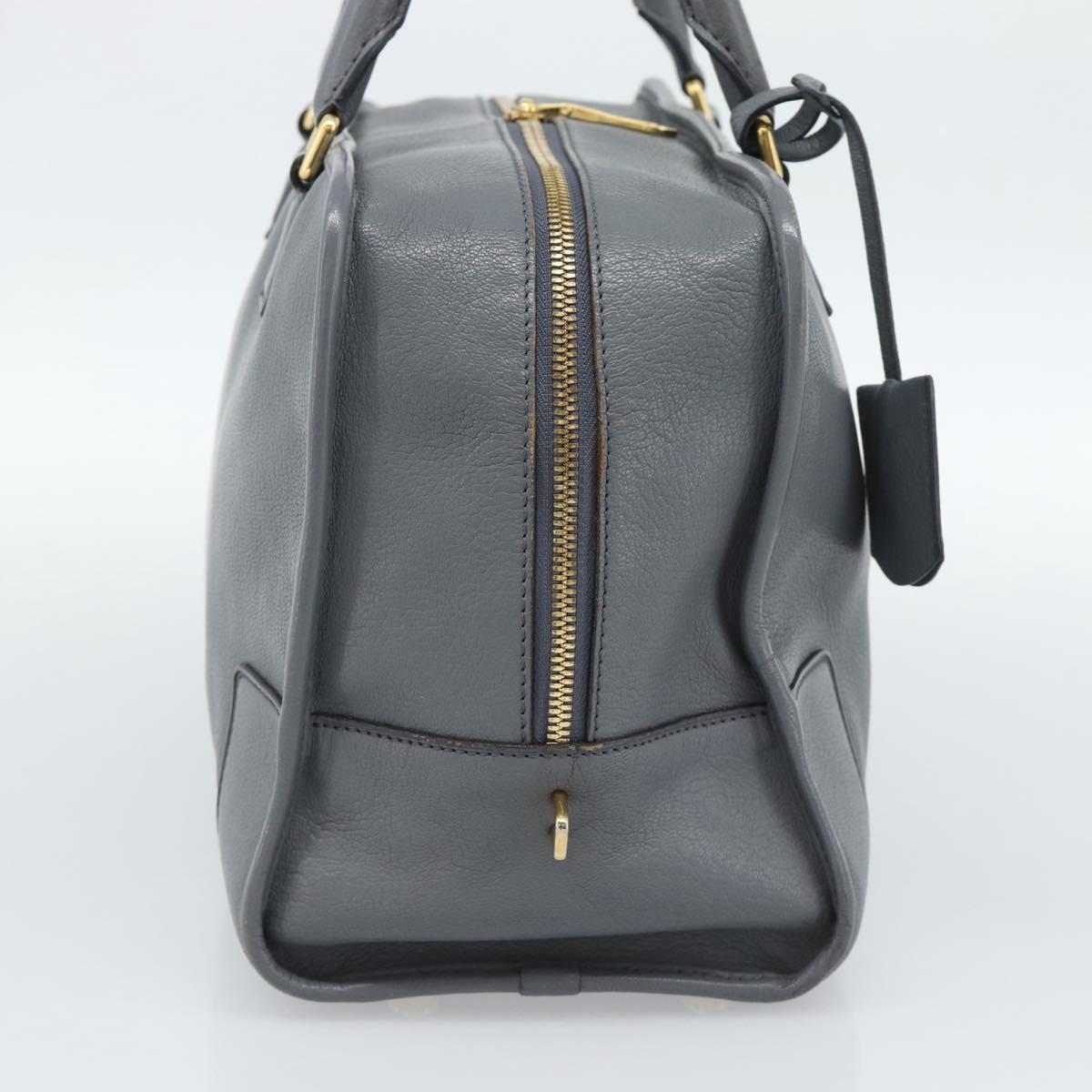 LOEWE Amazona 36 Hand Bag Leather Gray Gold Auth 187619V